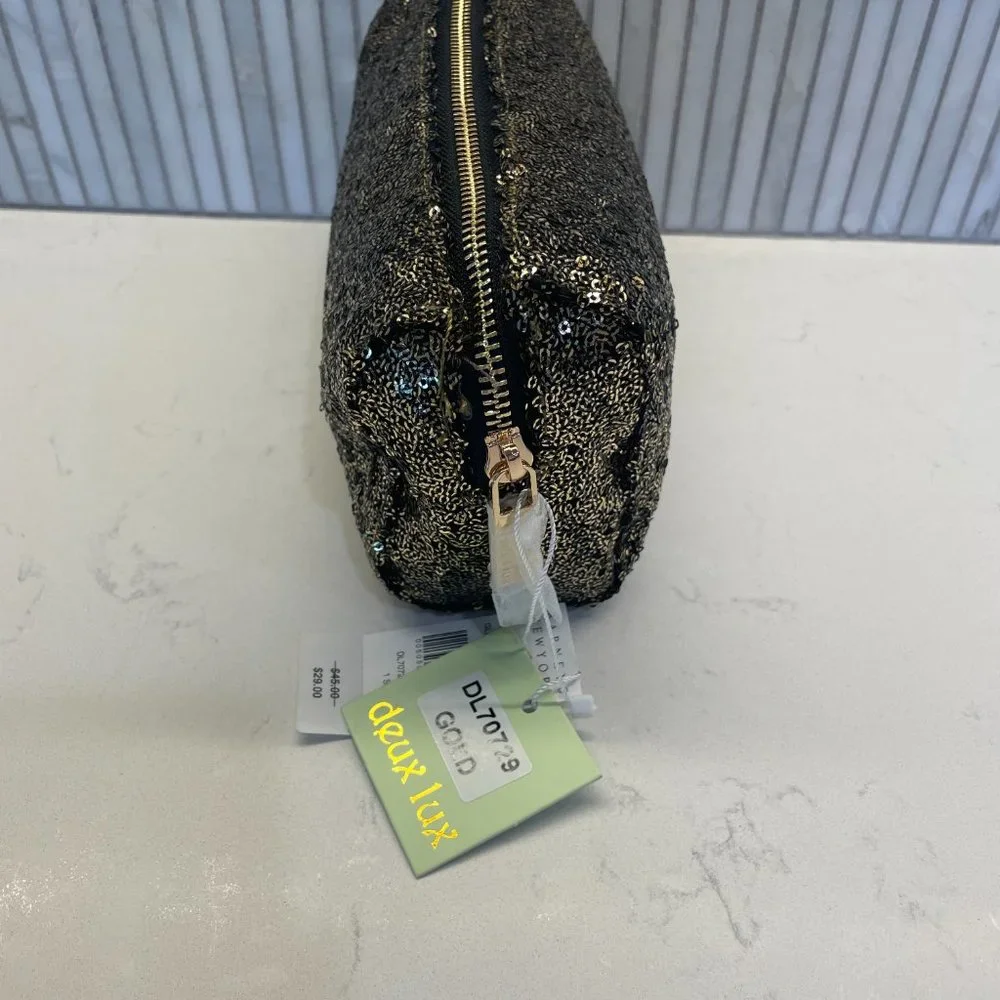 Deux Lux Gold‎ Sequin Pouch, NWT